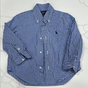 Ralph Lauren Blue and White Checkered Boys Shirt